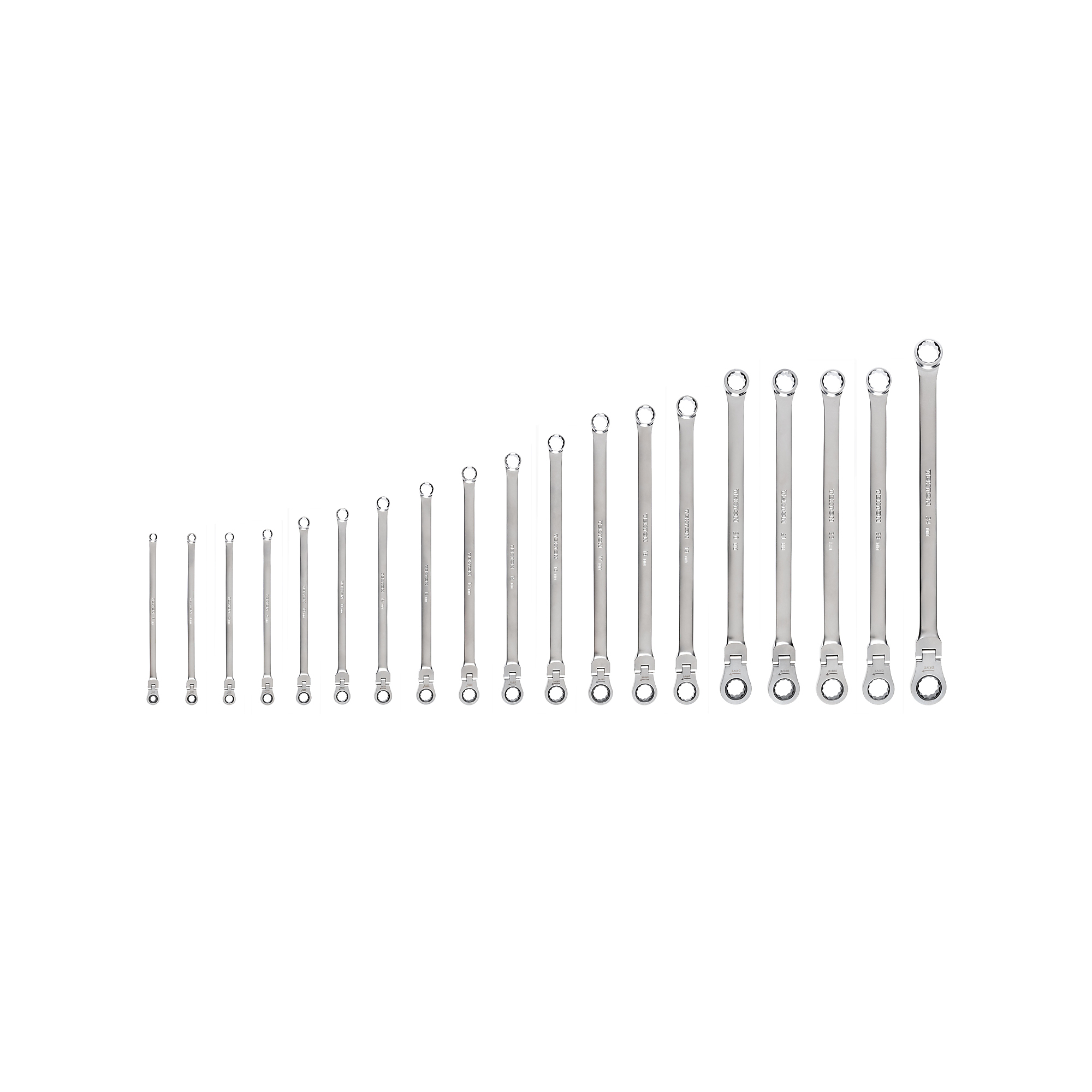 TEKTON Long Fixed/Flex Head 12-Point Ratcheting Box End Wrench Set, 19-Piece (6-24 mm) | WRB95004